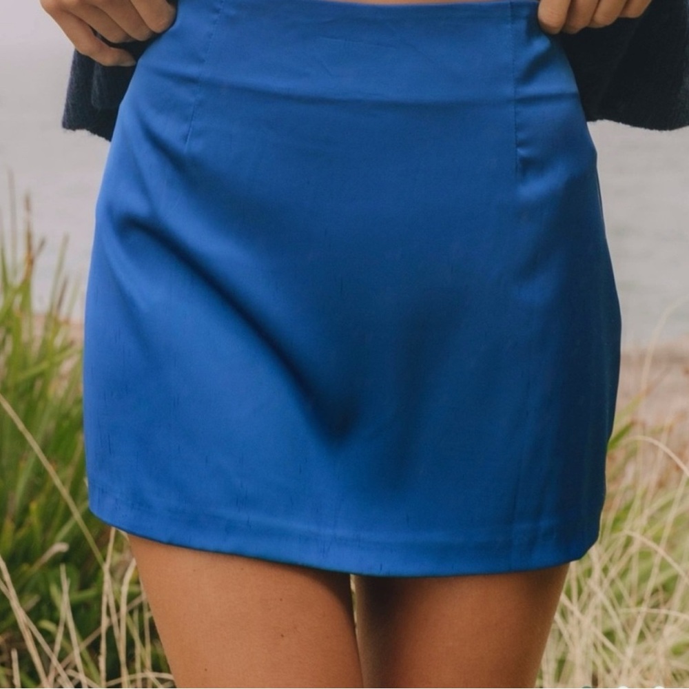 Daily drills blue satin skirt